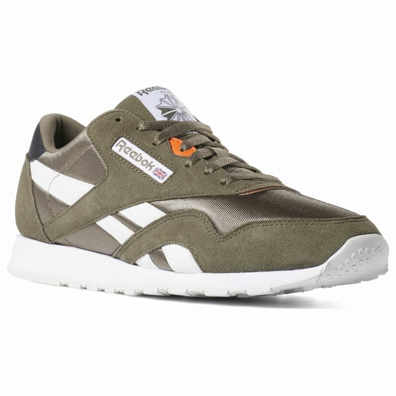 Reebok Classic Nylon Tenisky Panske - Zelene/Siva/Biele/Oranžové BU6845UL